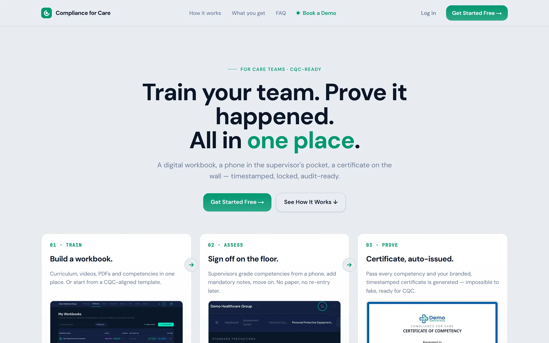 Compliance for Care marketing website