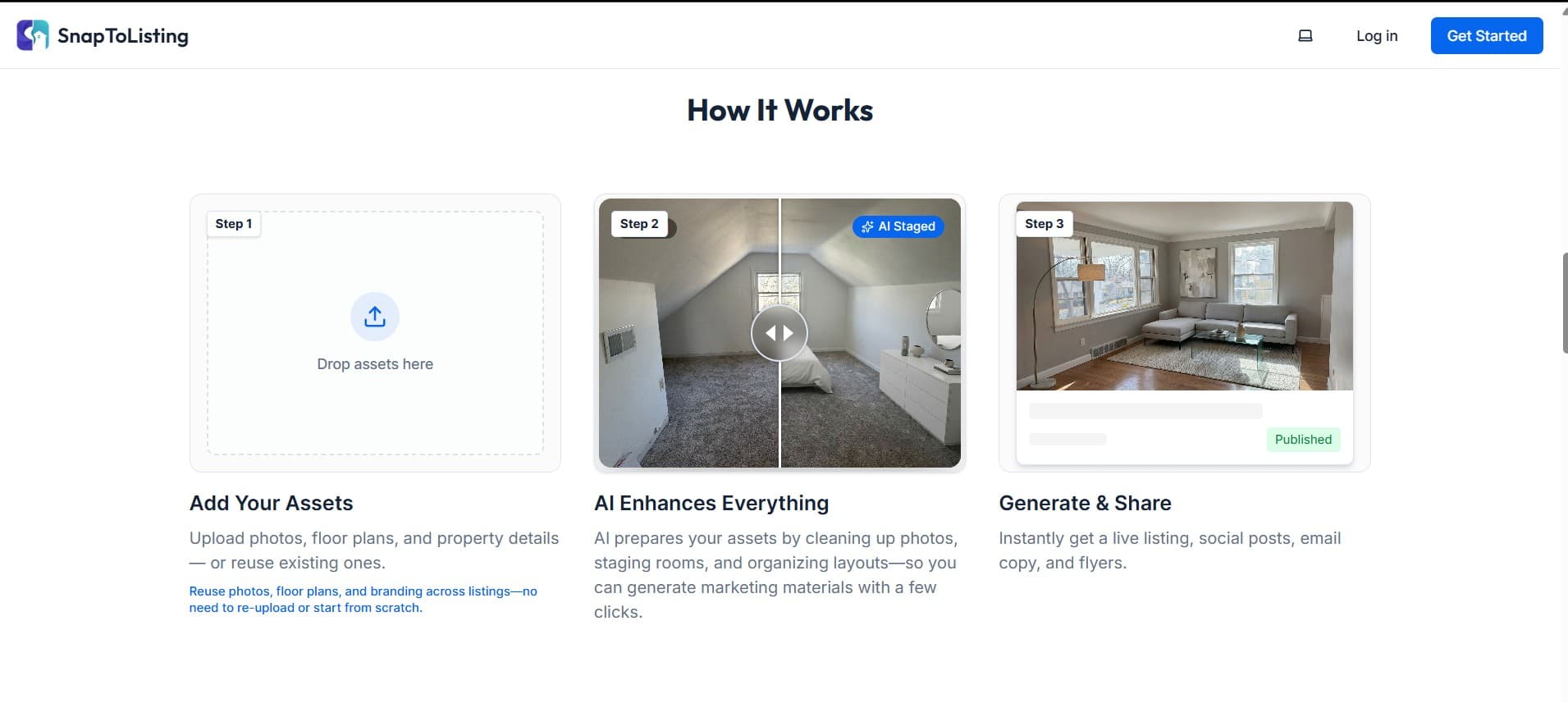 SnapToListing marketing website